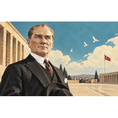 Atatürk Anıtkabir Retro Poster Kanvas Tablo