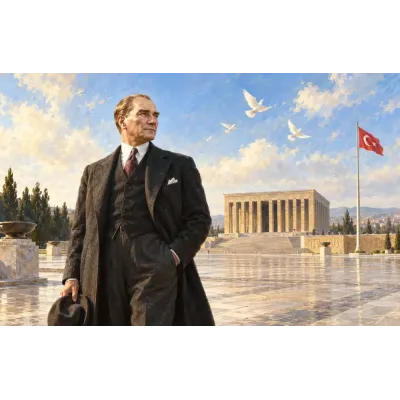 Atatürk Anıtkabir ve Beyaz Güvercinler Kanvas Tablo