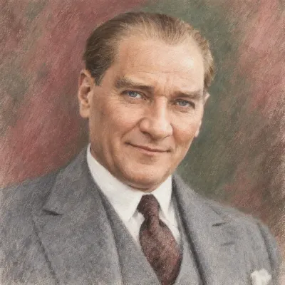 Atatürk Gülümseyen Renkli Portre Kanvas Tablo