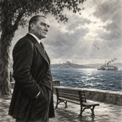 Atatürk Sahil Bankı Yanında Siyah Beyaz Kanvas Tablo