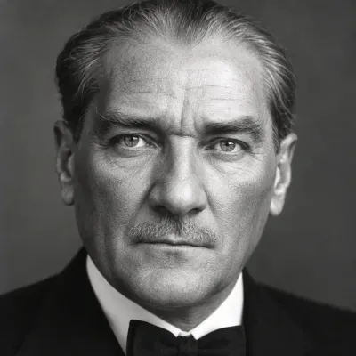 Atatürk Siyah Beyaz Yakın Plan Portre Kanvas Tablo
