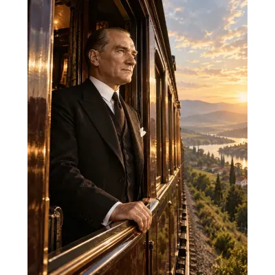 Atatürk Yolculukta Kanvas Tablo