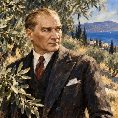Atatürk Zeytin Dalları Arasında Portre Kanvas Tablo