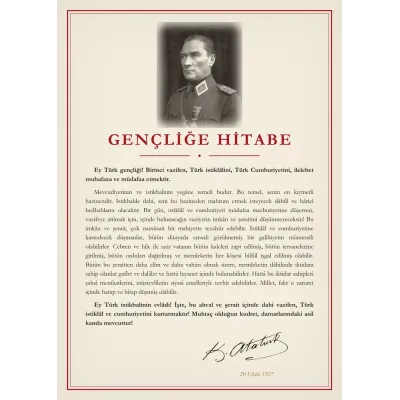 Gençliğe Hitabe Atatürk Portreli Kanvas Tablo