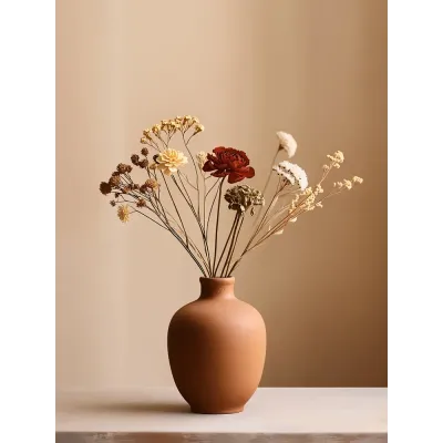 Boho Vazoda Kuru Çiçekler Kanvas Tablo