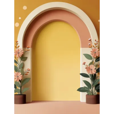 Hardal Bohem Çiçekli Kemer Kanvas Tablo