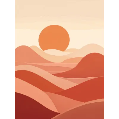 Minimal Terrakota Güneş Kanvas Tablo