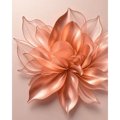 Rose Gold İpek Çiçek Kanvas Tablo