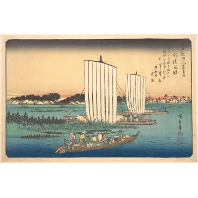 Hiroshige Gyotoku'ya Dönen Tekneler Kanvas Tablo