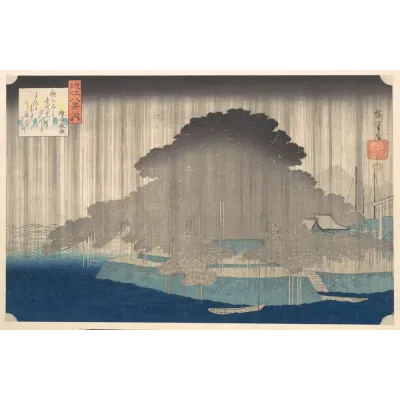 Hiroshige Karasaki'de Gece Yağmuru Kanvas Tablo