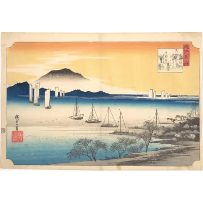 Hiroshige Yabase'ye Dönen Balıkçı Tekneleri Kanvas Tablo