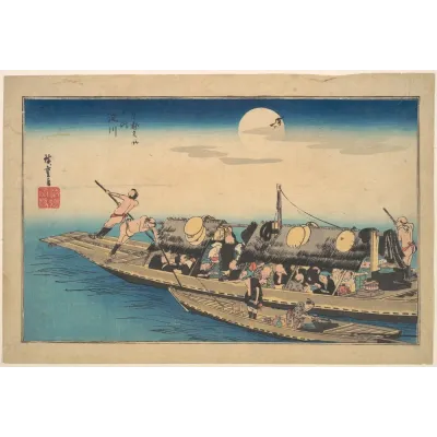 Hiroshige Yodo Nehri Kanvas Tablo