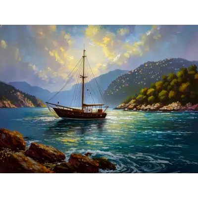 Mavi Yolculuk Guleti Kanvas Tablo