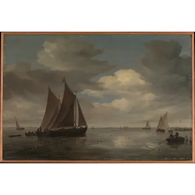 Salomon van Ruysdael Nehirde Balıkçı Tekneleri Kanvas Tablo