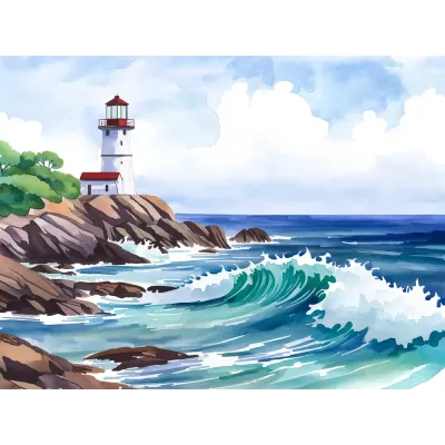 Suluboya Deniz Feneri IV Kanvas Tablo