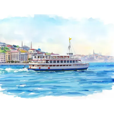 Suluboya Vapur IV Kanvas Tablo