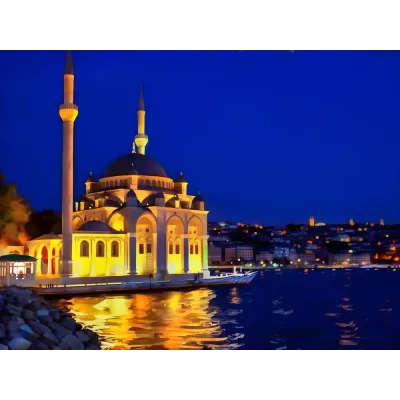 Gece Boğaz’da Ortaköy Camii Kanvas Tablo