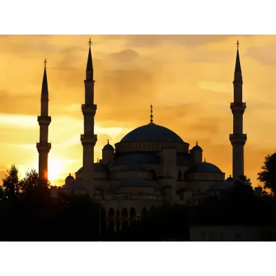Gün Batımında Cami Kanvas Tablo