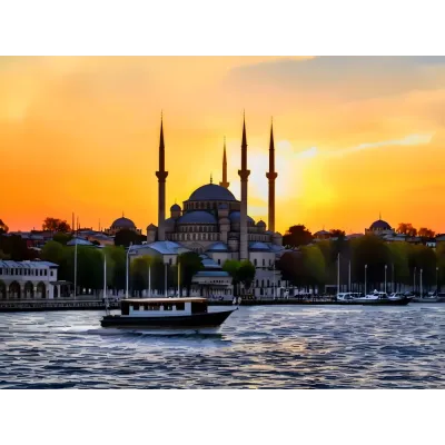 Gün Batımında Haliç ve Süleymaniye Camii Kanvas Tablo