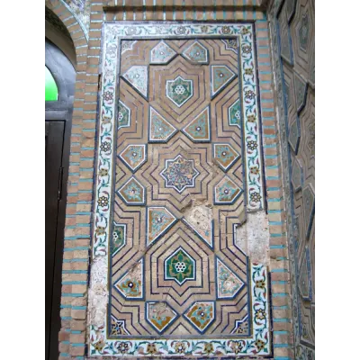 İslam Nişabur Ahşap Kapı Geometrik Desen Kanvas Tablo