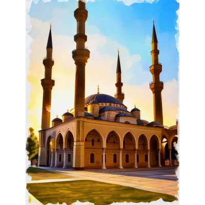 Minareli Cami Kanvas Tablo