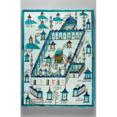 Osman bin Mehmed Kâbe Tasvirli Çini Kanvas Tablo
