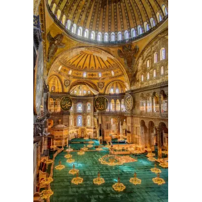 Osmanlı Ayasofya-i Kebir Camii İç Mekânı Kanvas Tablo