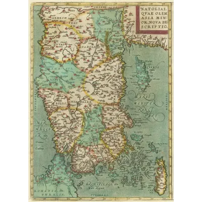 Abraham Ortelius Anadolu Haritası (Natolia) 1606 Kanvas Tablo
