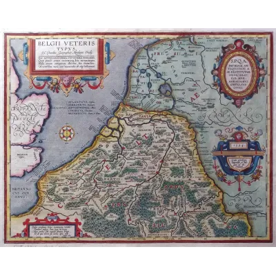 Abraham Ortelius Antik Belçika Haritası Kanvas Tablo