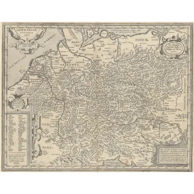 Abraham Ortelius Antik Germania Haritası Kanvas Tablo