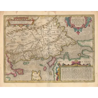 Abraham Ortelius Antik Trakya Haritası Kanvas Tablo
