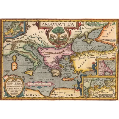 Abraham Ortelius Argonotların Yolculuğu Haritası Kanvas Tablo