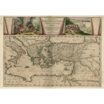 Abraham Ortelius Aziz Pavlus Yolculukları Haritası Kanvas Tablo