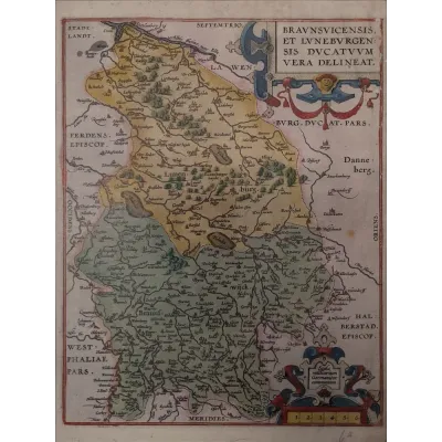 Abraham Ortelius Brunswick ve Lüneburg Haritası Kanvas Tablo
