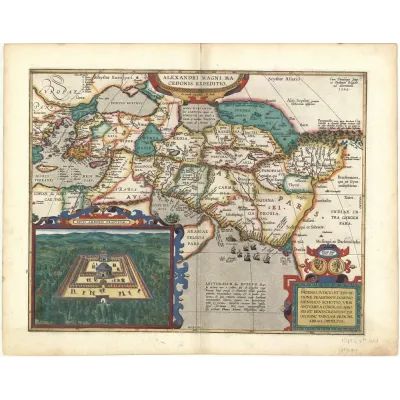 Abraham Ortelius Büyük İskender Seferi Haritası Kanvas Tablo