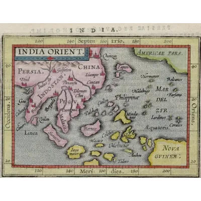 Abraham Ortelius Doğu Hint Adaları Haritası Kanvas Tablo