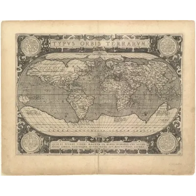 Abraham Ortelius Dünya Haritası (Typus Orbis Terrarum) Kanvas Tablo