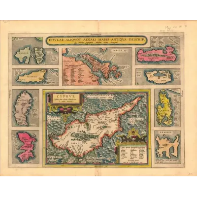 Abraham Ortelius Ege Adaları Haritası Kanvas Tablo