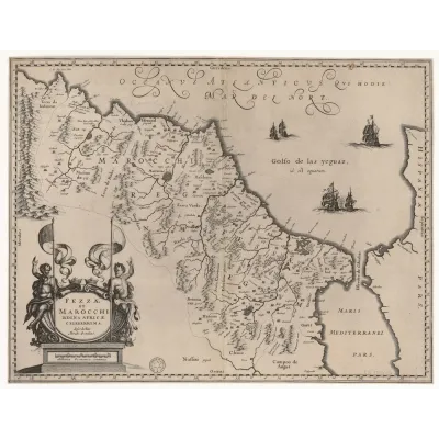 Abraham Ortelius Fas ve Fez Krallıkları Haritası Kanvas Tablo