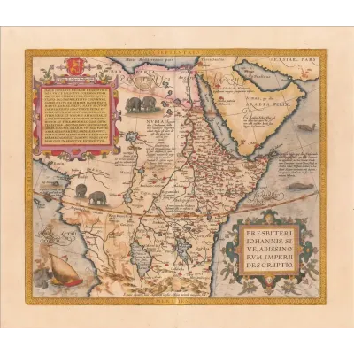 Abraham Ortelius Habeşistan Haritası Kanvas Tablo