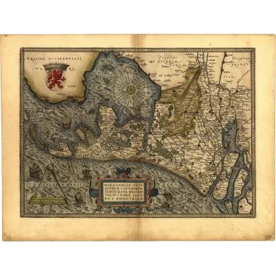 Abraham Ortelius Hollanda Haritası 1570 Kanvas Tablo