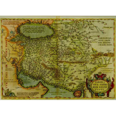 Abraham Ortelius İran (Safevi) Haritası 1570 Kanvas Tablo