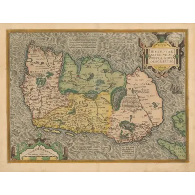 Abraham Ortelius İrlanda Haritası Kanvas Tablo