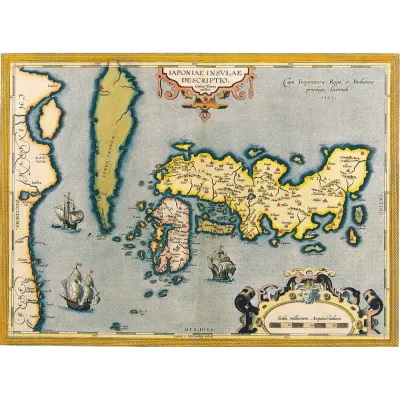 Abraham Ortelius Japonya Haritası Kanvas Tablo