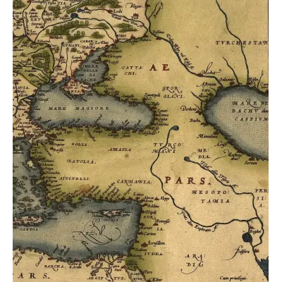 Abraham Ortelius Karadeniz ve Anadolu Harita Detayı 1572 Kanvas Tablo