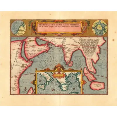 Abraham Ortelius Kızıldeniz ve Hint Okyanusu Haritası Kanvas Tablo