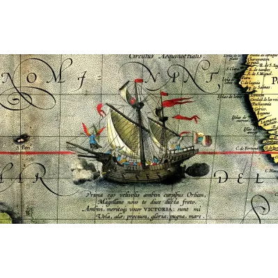 Abraham Ortelius Macellan Gemisi Victoria Kanvas Tablo