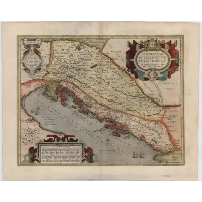 Abraham Ortelius Pannonia ve İlirya Haritası 1590 Kanvas Tablo