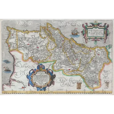 Abraham Ortelius Portekiz Haritası Kanvas Tablo