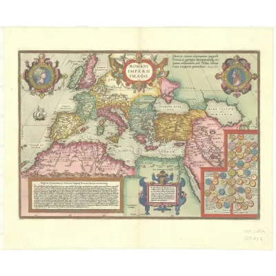 Abraham Ortelius Roma İmparatorluğu Haritası Kanvas Tablo
